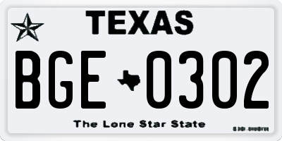 TX license plate BGE0302