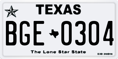TX license plate BGE0304