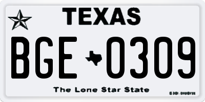 TX license plate BGE0309