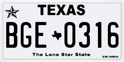 TX license plate BGE0316