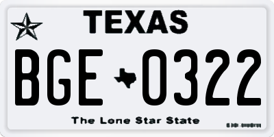 TX license plate BGE0322