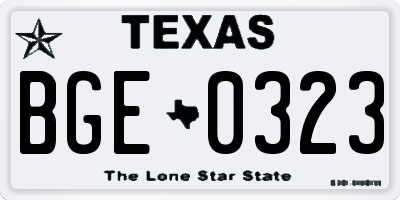 TX license plate BGE0323