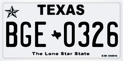 TX license plate BGE0326