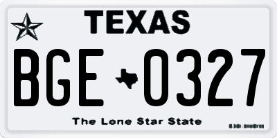 TX license plate BGE0327