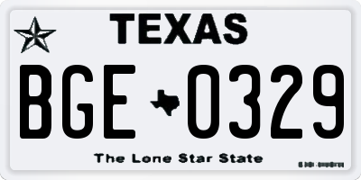 TX license plate BGE0329