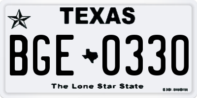 TX license plate BGE0330
