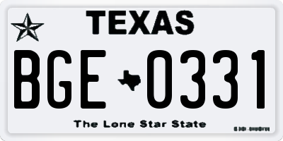 TX license plate BGE0331