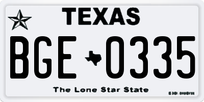 TX license plate BGE0335