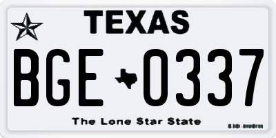 TX license plate BGE0337