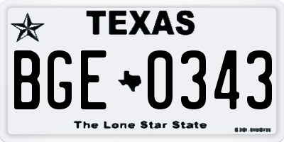 TX license plate BGE0343