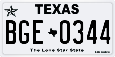 TX license plate BGE0344