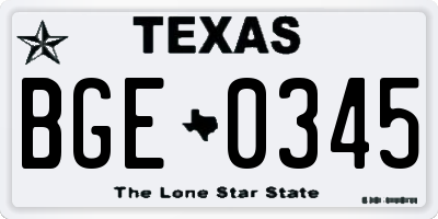 TX license plate BGE0345