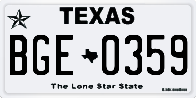 TX license plate BGE0359