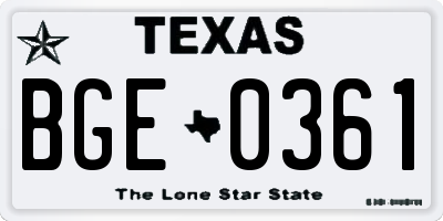 TX license plate BGE0361