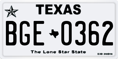 TX license plate BGE0362