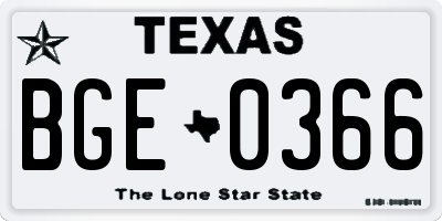 TX license plate BGE0366