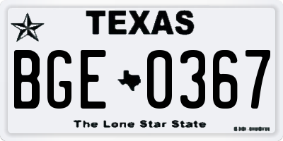 TX license plate BGE0367