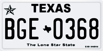 TX license plate BGE0368