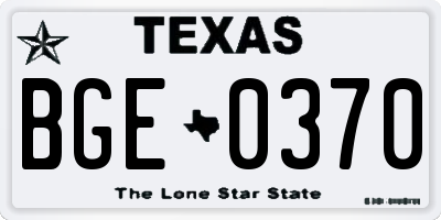 TX license plate BGE0370