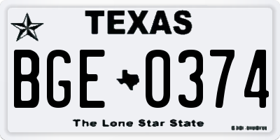 TX license plate BGE0374