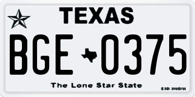 TX license plate BGE0375