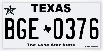 TX license plate BGE0376