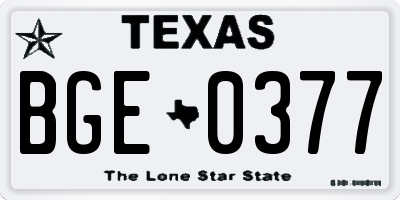 TX license plate BGE0377