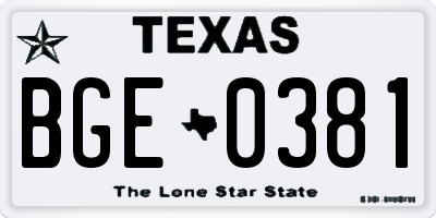 TX license plate BGE0381
