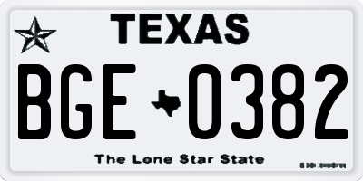 TX license plate BGE0382