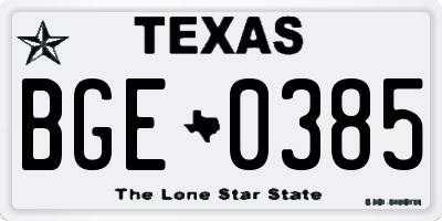 TX license plate BGE0385