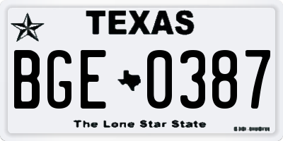 TX license plate BGE0387
