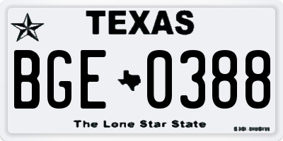 TX license plate BGE0388