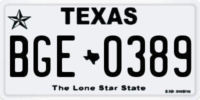 TX license plate BGE0389