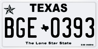 TX license plate BGE0393