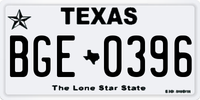 TX license plate BGE0396