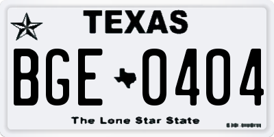 TX license plate BGE0404