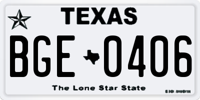 TX license plate BGE0406