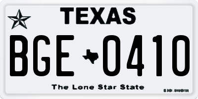 TX license plate BGE0410