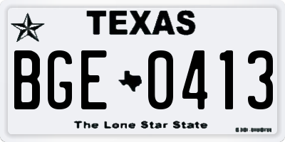 TX license plate BGE0413