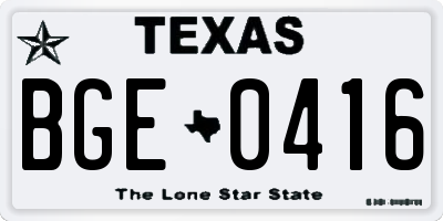 TX license plate BGE0416