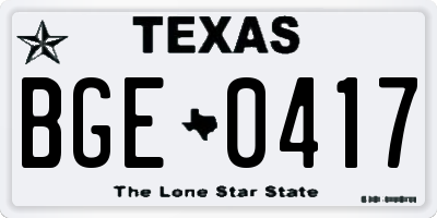 TX license plate BGE0417