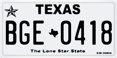 TX license plate BGE0418