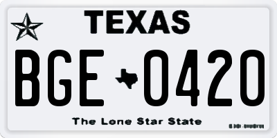 TX license plate BGE0420