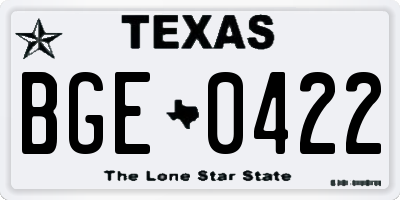 TX license plate BGE0422