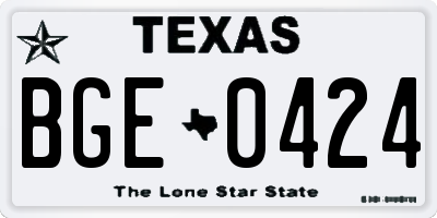 TX license plate BGE0424