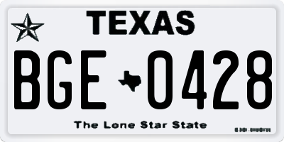 TX license plate BGE0428