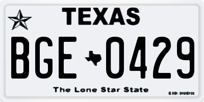 TX license plate BGE0429