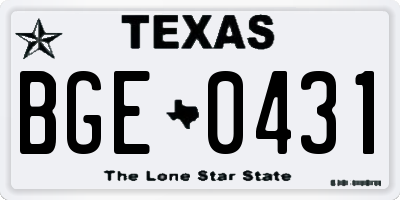TX license plate BGE0431