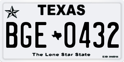 TX license plate BGE0432