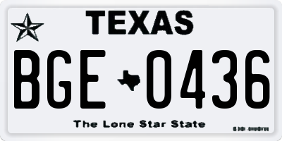 TX license plate BGE0436